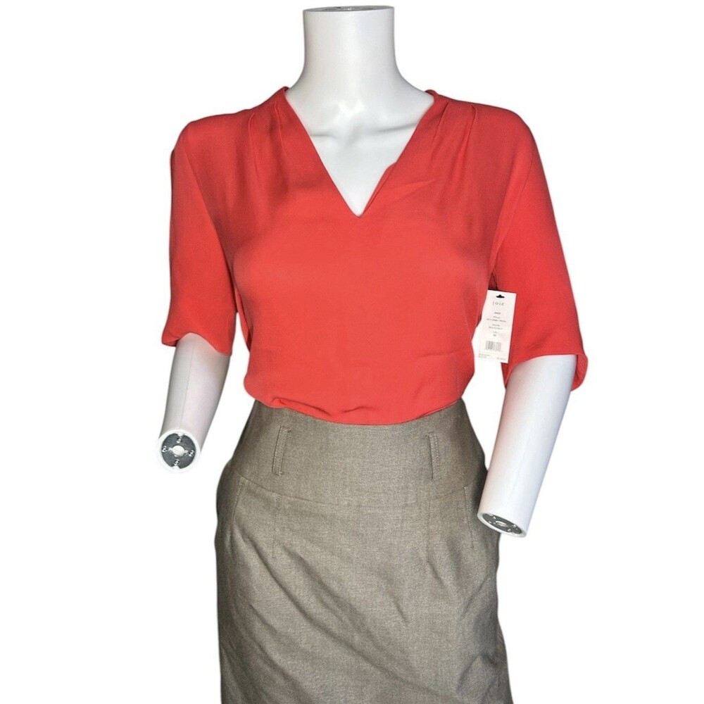 JOIE Ance Women's 100% Silk Blouse Dragonfruit Coral Size M Medium Top Blouse